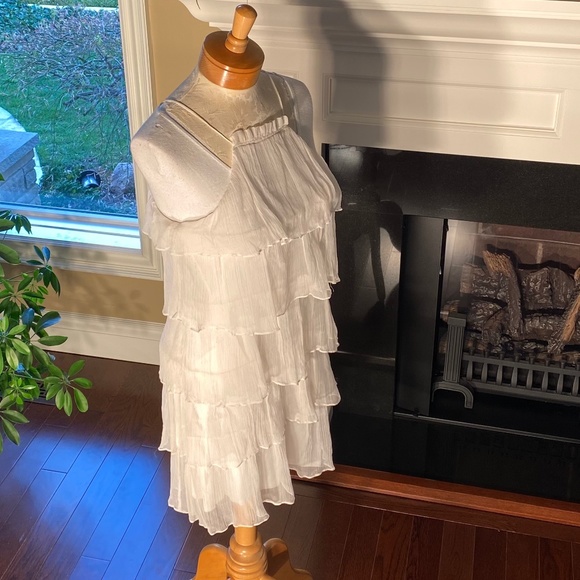 MARCIANO SILK TIERED MINI DRESS - Picture 3 of 11